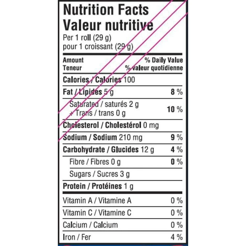 Croissants Originaux Pillsbury, Rouleaux de Croissant, Prêts à Cuire, 235 g, 8 unités 235g