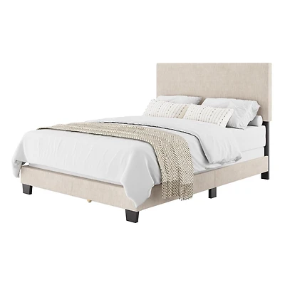 Cadre de lit rembourré moderne CorLiving Celeste pour adulte, taille double, avec tête de lit et sommier requis