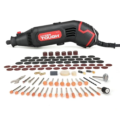 Hyper Tough 1.5 Amp Corded Rotary Tool, Variable Speed with 105 Rotary Accessories & Storage Case, New Condition, 120V, HYPER TOUGH 1.5AMP 106PCS ROTARY TOOL SET