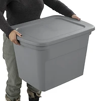 Sterilite 68 Liter Tote, Plastic Storage Bin with Snap-on Lid, Stackable, Gray - 8 PK