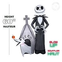 Halloween gonflable Jack Skellington et scène zéro