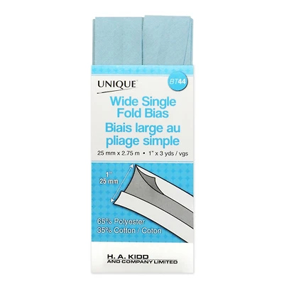 Unique Wide Single‑Fold Bias Tape, 2.75 m — polycoton (65/35), 25 mm x 2.75 m