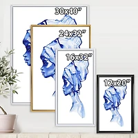 Designart Portrait de mode bleu de femme afro-américaine ART MURAL À CADRE FLOTTÉ