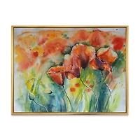 Designart Coquelicots en fleurs rouges V ART MURAL À CADRE FLOTTÉ