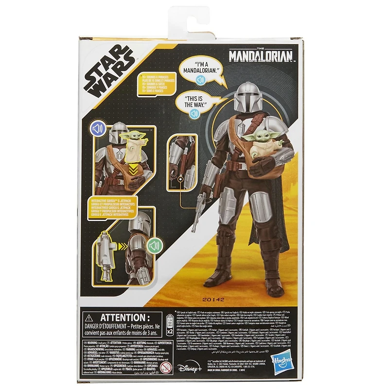 Star Wars Galactic Action The Mandalorian & Grogu, figurines électroniques interactives de 30 cm