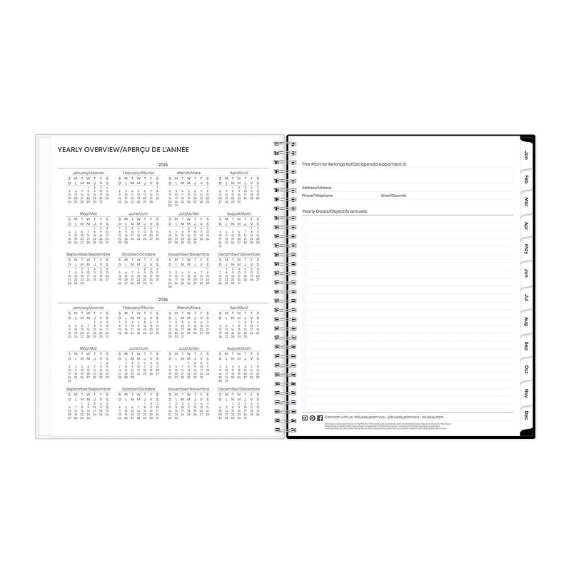 Agenda hebdomadaire/mensuel 2025, 8,5 po x 11 po, Blue Sky, Analeis Agenda hebdomadaire/mensuel, format 8,5x11