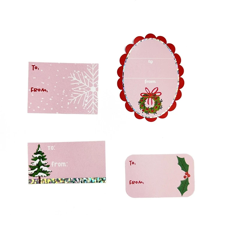 Holiday Time 7" x 10.5" White Christmas 100 counts sticker gift tags Box