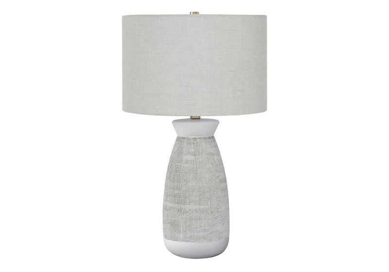 Monarch Specialties Lighting, 27"h, Table Lamp, Grey Ceramic, Grey Shade, Contemporary