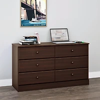 Commode Astrid de Prepac à 6 tiroirs en fini expresso                       