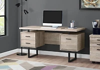 Monarch Specialties Computer Desk, Home Office, Laptop, Left, Right Set-up, Storage Drawers, 60"l, Work, Metal, Laminate, Beige, Black, Contemporary, Modern