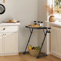 Homy Casa Portable Folding Utility Cart with Black Matte Surface and Fixed Cup Slot