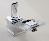DROP Bath and Kitchen DR091471 Robinet pour lavabo de salle de bain de forme rectangulaire en couleur chrome de la série Transparent - incluant un drain sans trop-plein.