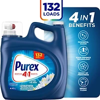 Purex After the Rain, Concentrated Liquid Laundry Detergent with 4in1 benefits, Tough on Stains, Brightens and Whitens Clothes, 4.42L, 132 Wash Loads, HE Compatible, 1 bottle