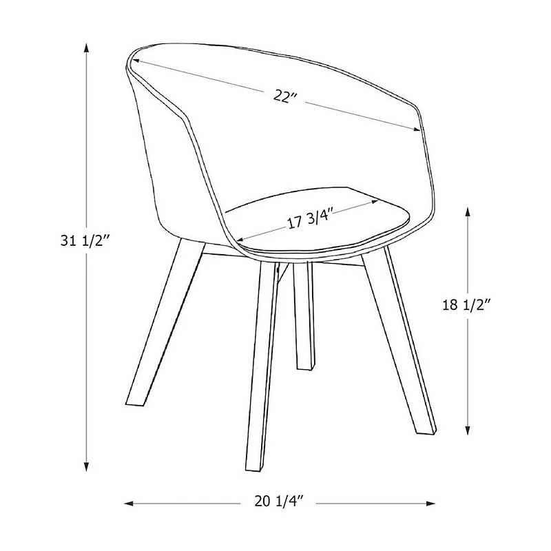 Dining Chair with Wooden Legs - Set of 2 from the collection Flam South Shore