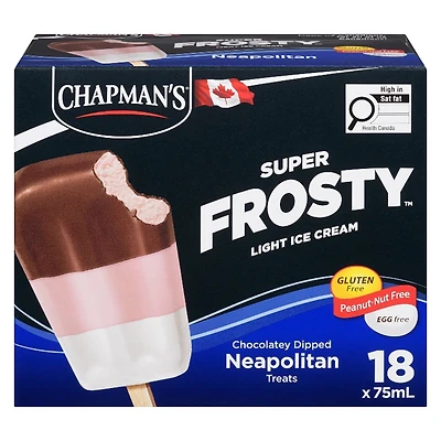 Chapman's Super Frosty Light Ice Cream Bars Neapolitan, 18x75ml, Chap Sup Frosty Choc Dip Neapolitan 18x75ml