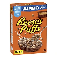 Reese's Puffs, Céréales Pour le Petit-Déjeuner Saveur Beurre d'Arachide et Chocolat, Grains Entiers, Format Géant, 884 g