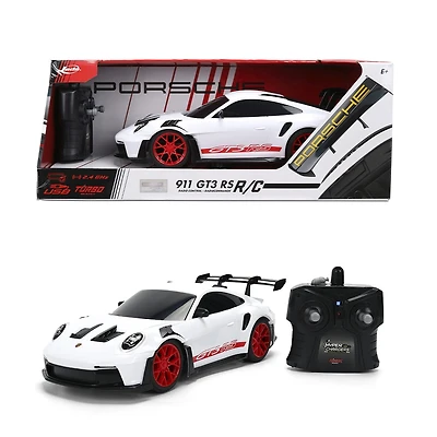 Jada Toys Porsche 911 (992) GT3 RS – 1:16 RC – USB Rechargeable with Turbo Function, Radio Control Cars(White/Red)