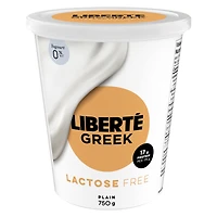 Liberté Greek 0% Lactose Free Yogurt, Plain, High Protein, 750 g, 750 g