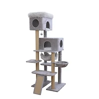 Arbre à chat extra large pour grands chats et foyers avec plusieurs chats – Condos spacieux, perchoirs surdimensionnés, poteaux à griffer robustes, 182 cm de hauteur, gris
