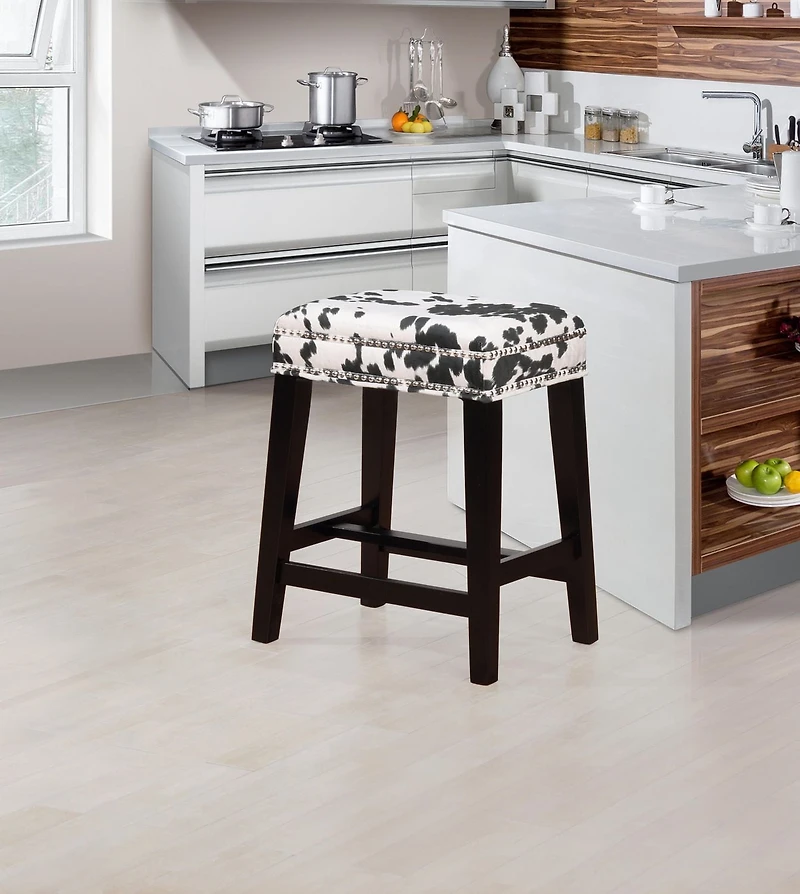 Tabouret de comptoir Carter imprimé vache noire