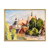 Designart View of Old Polish City In Nature FLOAT FRAME WALL ART