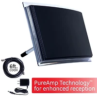 GE Crystal HD Amplified TV Antenna, Black, 35848