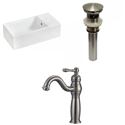 American Imaginations 19,25 in. Ensemble de récipient blanc au-dessus du comptoir W pour robinet droit 1 trou AI-30212
