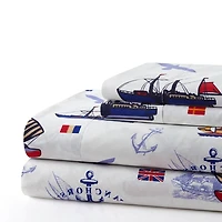 Literie toutes saisons en percale de coton doux et profond, motif bateau à voile, pour enfants et tout-petits, motif marine