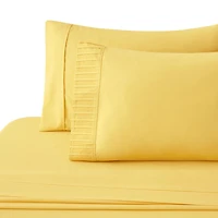 Literie Marina Decoration, draps toutes saisons, ultra doux, soyeux et à poches profondes, en rayonne de bambou, couleur jaune