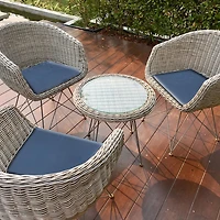Solid Outdoor Chairpad Navy Blue - Set of 2