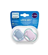 Philips Avent Ultra Air Pacifier 6-18m, blue hush / lush lilac, 2 pack, SCF085/34