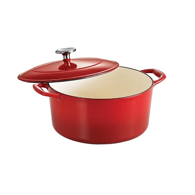 Cocotte ronde couverte Tramontina de 5,2 litres (5,5 Qt) en fonte émaillée, rouge, graduée, 80131/047DS