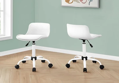 Monarch Specialties Office Chair, Adjustable Height, Swivel, Ergonomic, Computer Desk, Work, Juvenile, Metal, Pu Leather Look, White, Contemporary, Modern