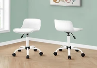 Monarch Specialties Chaise De Bureau, Hauteur Ajustable, Pivotant, Ergonomique, Bureau, Travail, Juvénile, Métal, Pu D'aspect Cuir, Blanc, Contemporain, Moderne