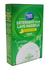 Détergent pour lave-vaisselle Great Value, Parfum de citron 1,7 kg, Parfum de citron