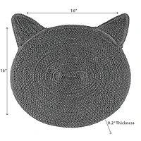 IH Casa Decor Braided Cotton Cat Shape Mat Charcoal Gray