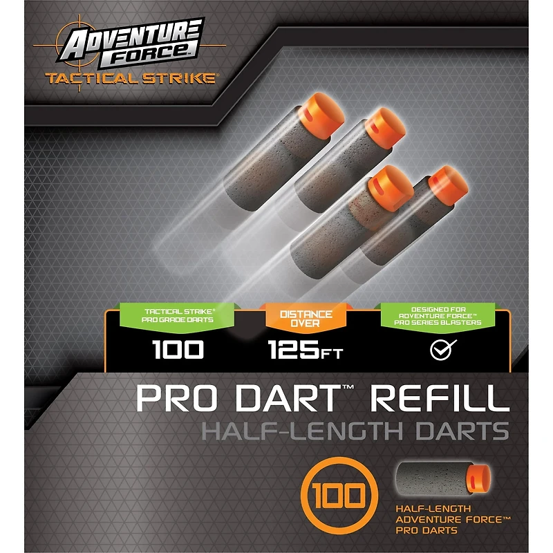 Adventure Force Tactical Strike 100 Half-Length Pro Foam Dart Blaster Refill, Shoots over 125 ft, Compatible with Most Pro Blasters, 14+