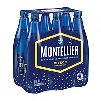 Montellier Eau de source naturelle gazeuse au citron 6 x 1 L, Bouteilles 6 x 1 L