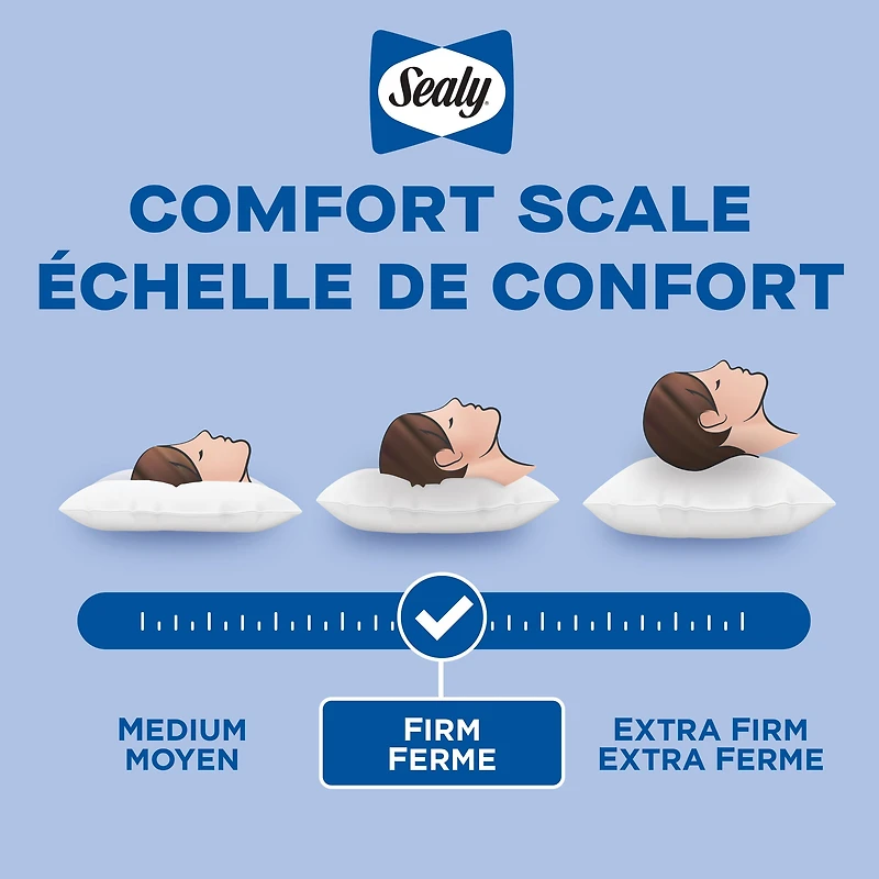 Sealy Oreiller de lit Spa Comfort, S/Q – soutien ferme, tissu en tricot doux rafraîchissant