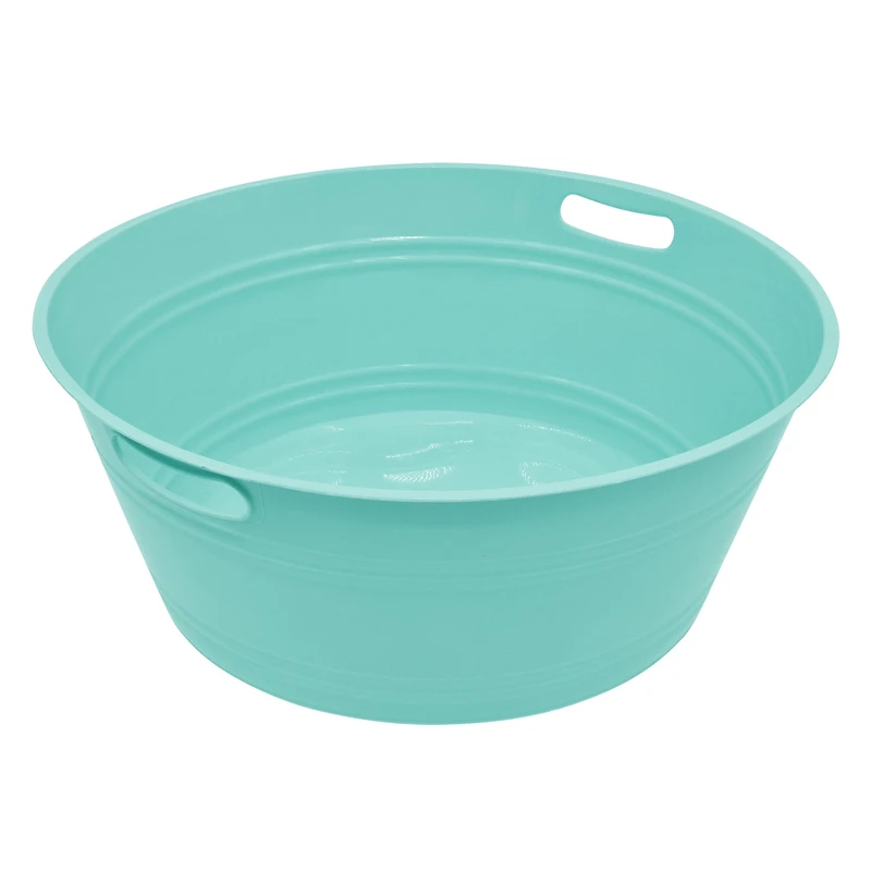 Mainstays 17.5-in Light Blue Plastic Round Party Tub with Handles, Perfect for Parties, 1 Piece