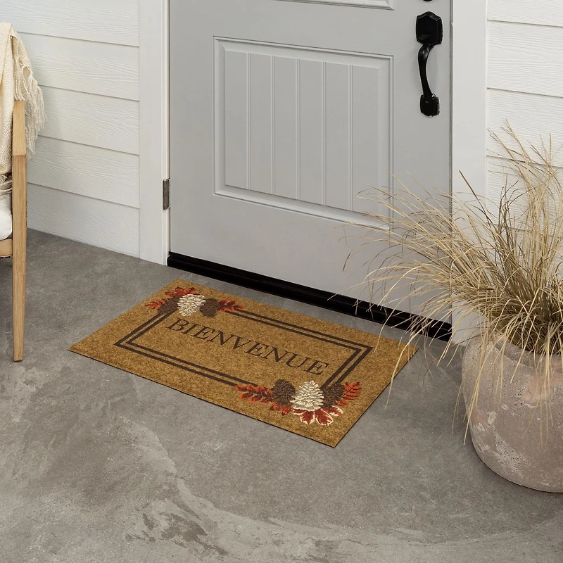 Mohawk Home Fall Bienvenue Faux Coir Polyester Doormat, Multi, 18" x 30"