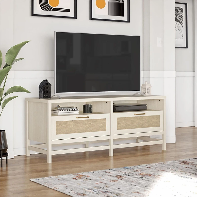 Ameriwood Home Lennon meuble de télévision pour téléviseurs jusqu’à 60 pouces, Chêne ivoire