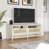 Ameriwood Home Lennon meuble de télévision pour téléviseurs jusqu’à 60 pouces, Chêne ivoire