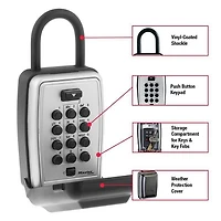 Master Lock  Portable Key Storage Safe #5422, Resettable Button Combination