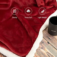 Beddora Couverture de Luxe en Flanelle Sherpa – 50” x 60” – Ultra-Douce & Chaude – 450 GSM Polaire Réversible – Couverture d'Hiver Confortable pour Canapé Ou Lit – Rouge
