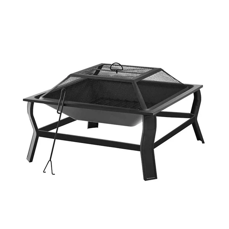 Foyer carré en acier de 76 cm Taille : L 76 cm x W 76 cm x H 52 cm