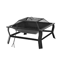 Foyer carré en acier de 76 cm Taille : L 76 cm x W 76 cm x H 52 cm