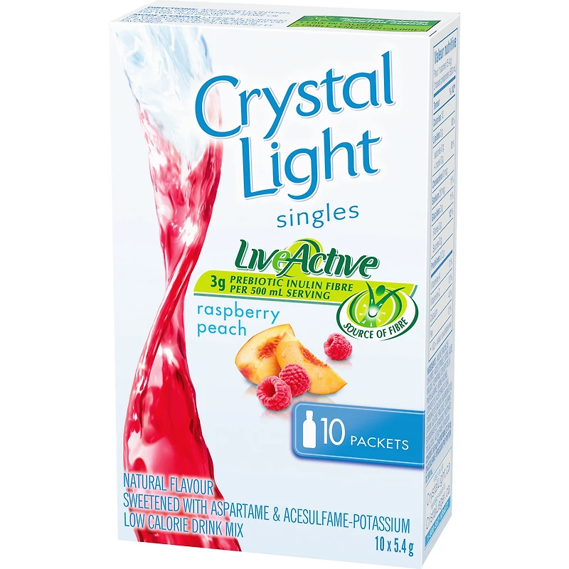 Crystal Light Singles, Raspberry Peach, 10 x 5.4 g