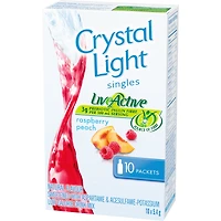 Crystal Light Singles, Raspberry Peach, 10 x 5.4 g
