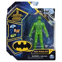 Batman, Figurine articulée de 10 cm The Riddler avec 3 accessoires mystère, pour les enfants à partir de 3 ans